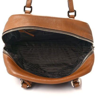 Prada Vitello Daino Embossed Logo Bowler Cuoio 6 of 14