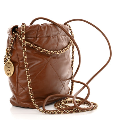 Chanel Shiny Calfskin Quilted Mini Chanel 22 Light Brown 3 of 10