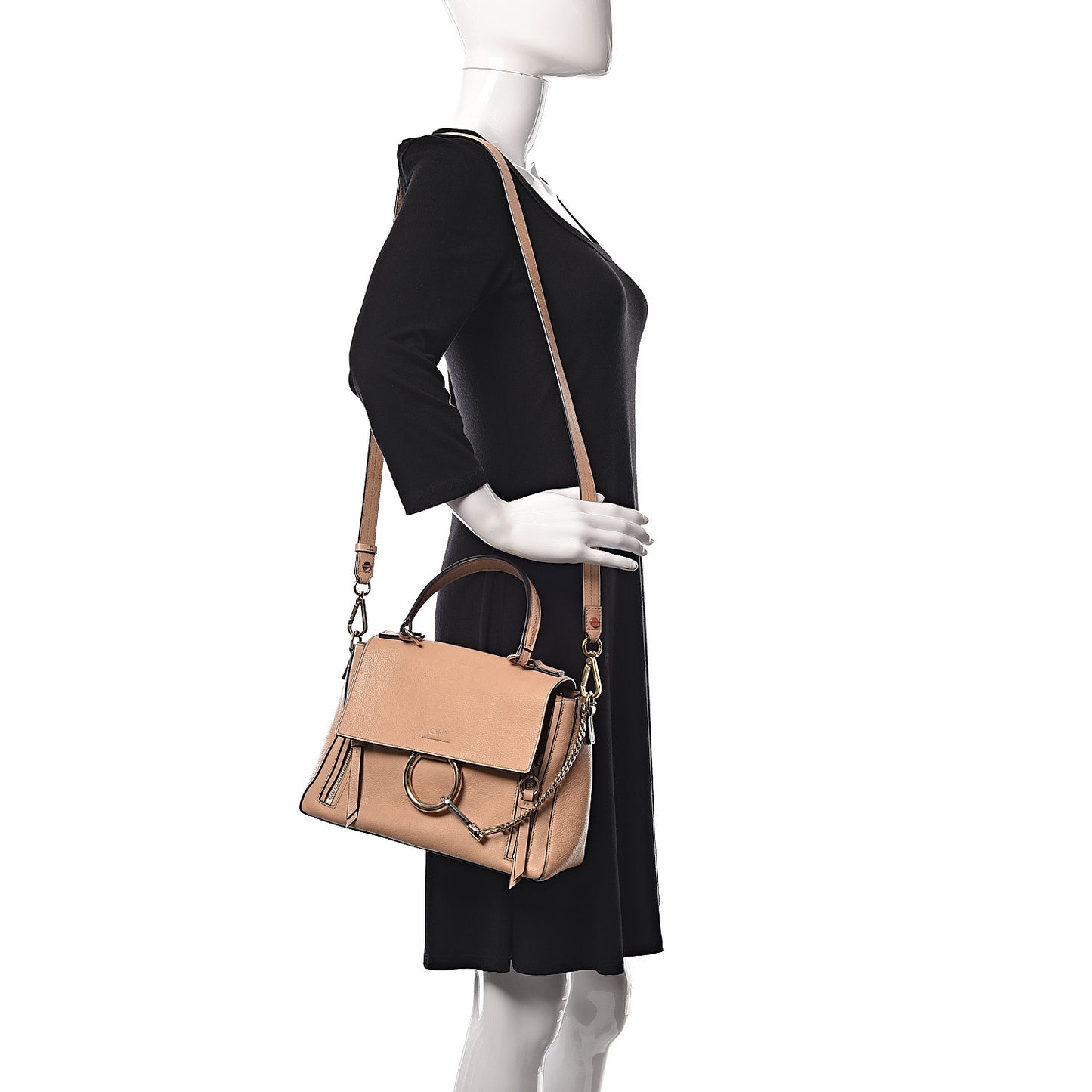 Calfskin Small Faye Day Shoulder Bag Blush Nude