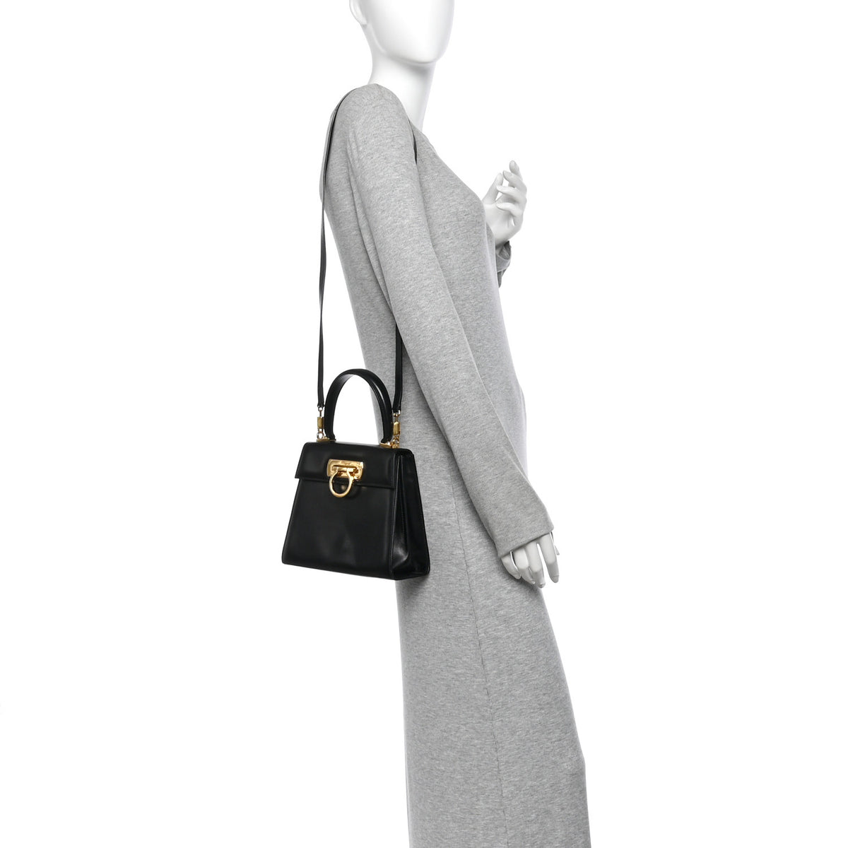 Brushed Off Calfskin Small Iconic Top Handle Black