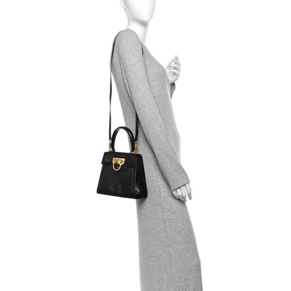 Salvatore Ferragamo Brushed Off Calfskin Small Iconic Top Handle Black 2 of 13