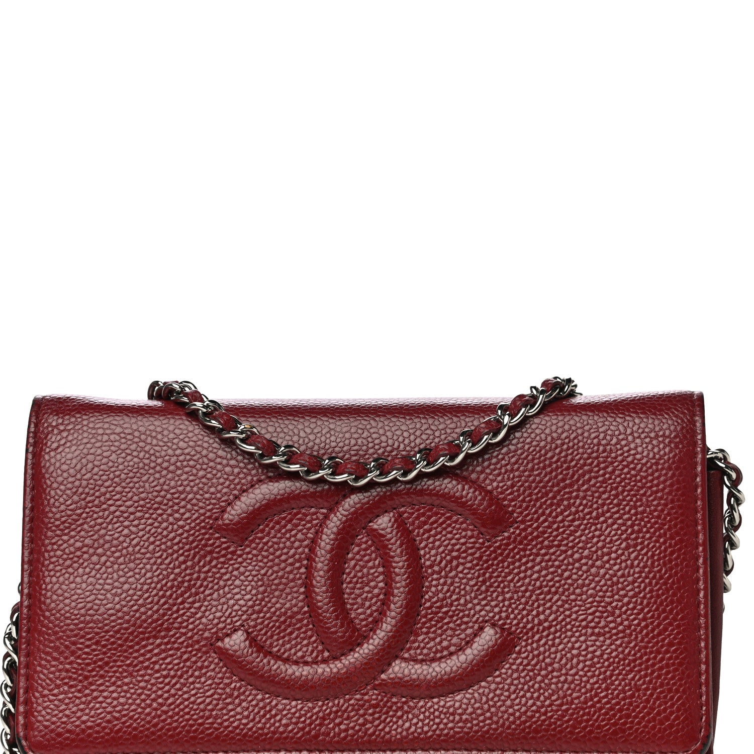 Chanel Caviar Timeless CC Wallet on Chain WOC Dark Red 9 of 18