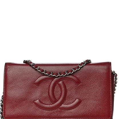 Chanel Caviar Timeless CC Wallet on Chain WOC Dark Red 9 of 18