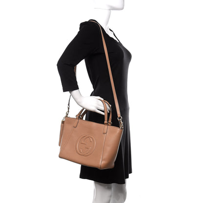 Gucci Pebbled Calfskin Small Soho Top Handle Bag Camelia 2 of 12