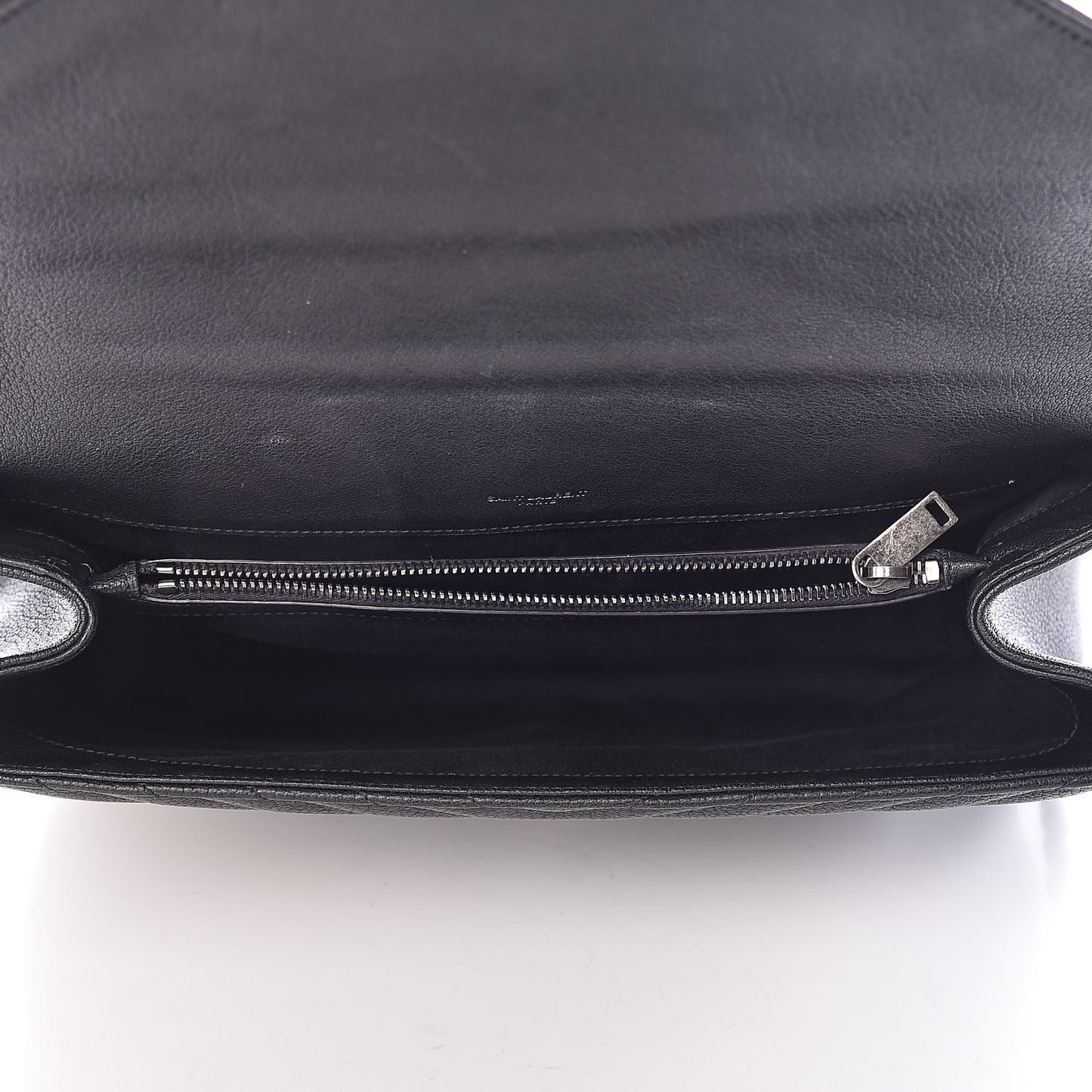 Sheepskin Matelasse Chevron Monogram Large College Satchel Black