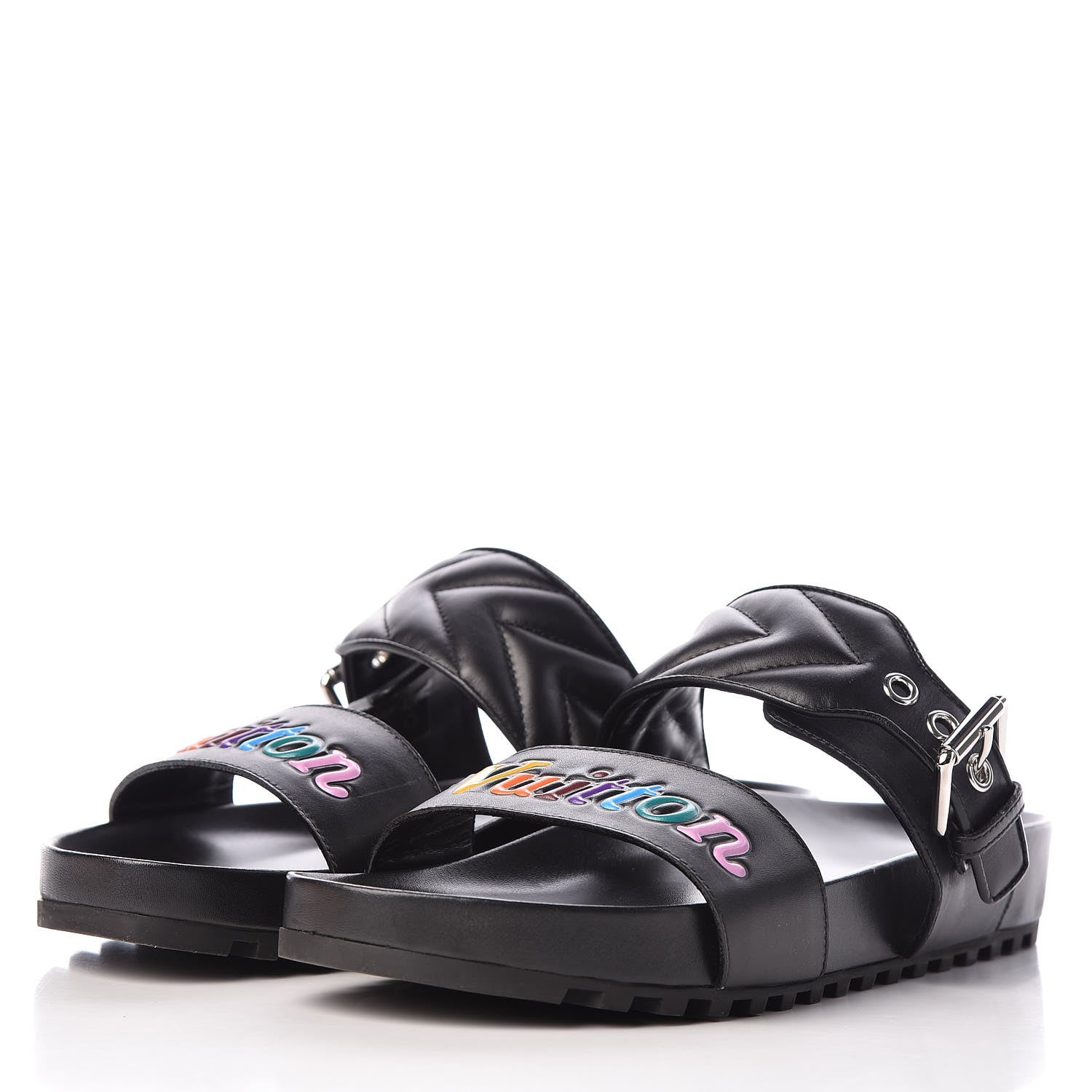 Louis Vuitton Calfskin New Wave Bom Dia Mule Sandals 39 Black 3 of 11