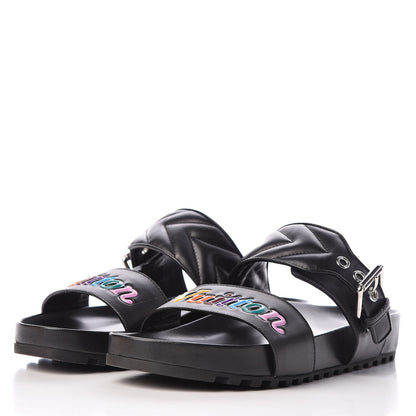 Louis Vuitton Calfskin New Wave Bom Dia Mule Sandals 39 Black 3 of 11