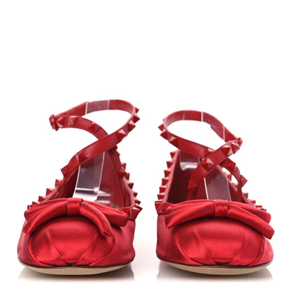 Valentino Garavani Satin Nappa Rockstud Ballerina Flats 40 Rouge Pur 3 of 11