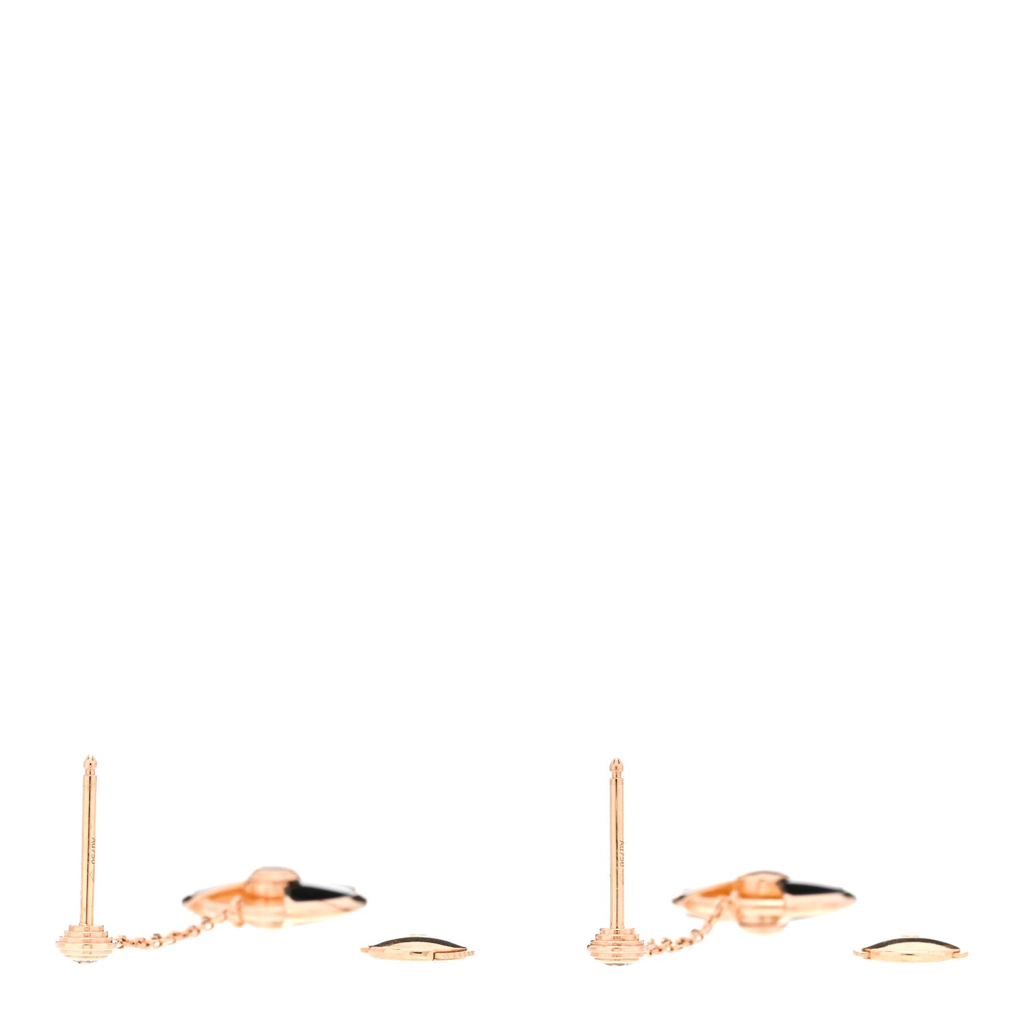18K Pink Gold Diamond Black Onyx Amulette de Cartier Drop Earrings