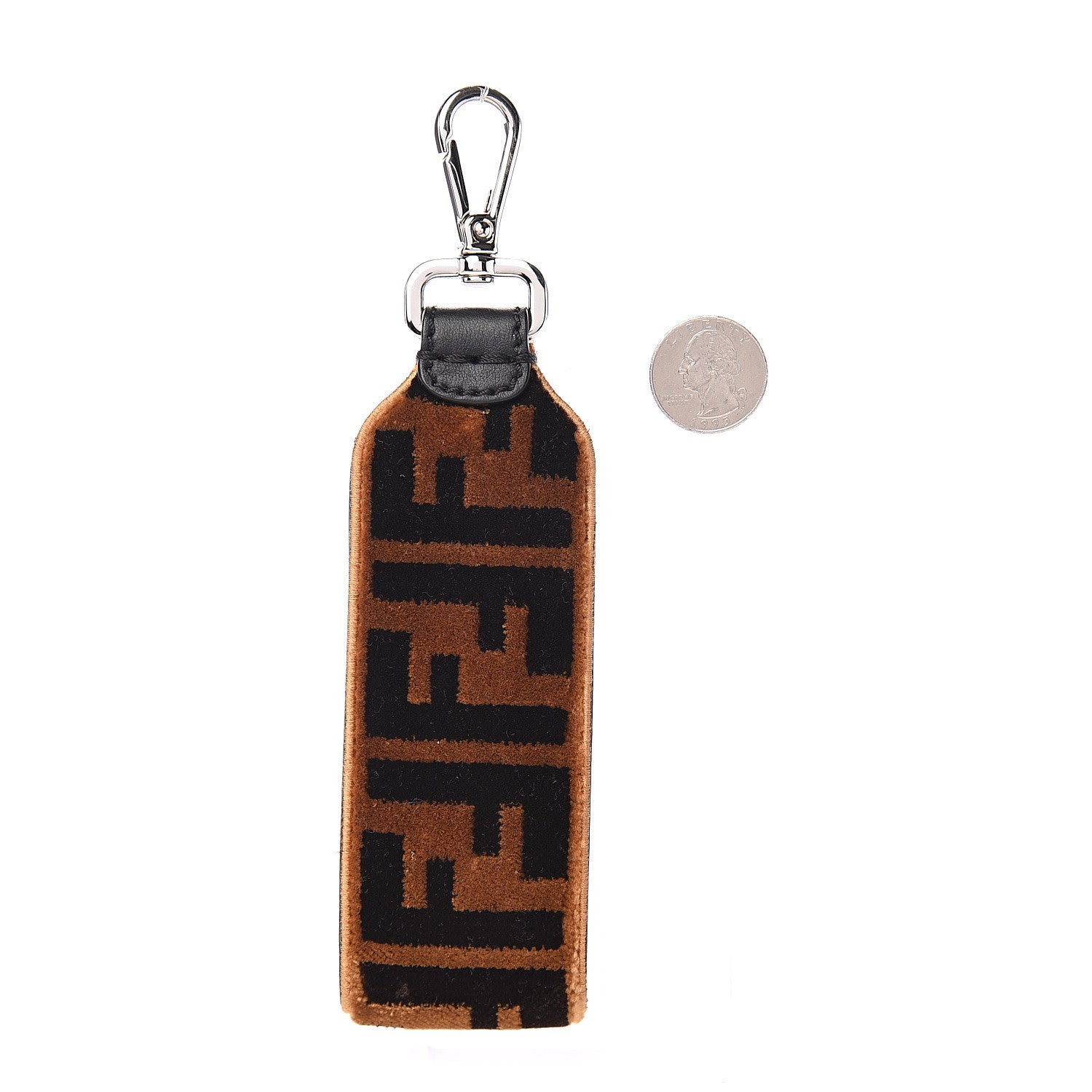 Fendi Velvet Tapestry FF Key Ring Tobacco 2 of 3
