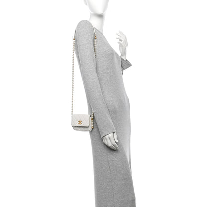 Chanel Calfskin Quilted About Pearls Card Holder Flap With Chain White 2 of 11
