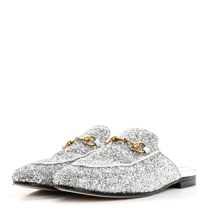 Gucci Glitter Womens Princetown Slippers 36.5 Silver 4 of 9