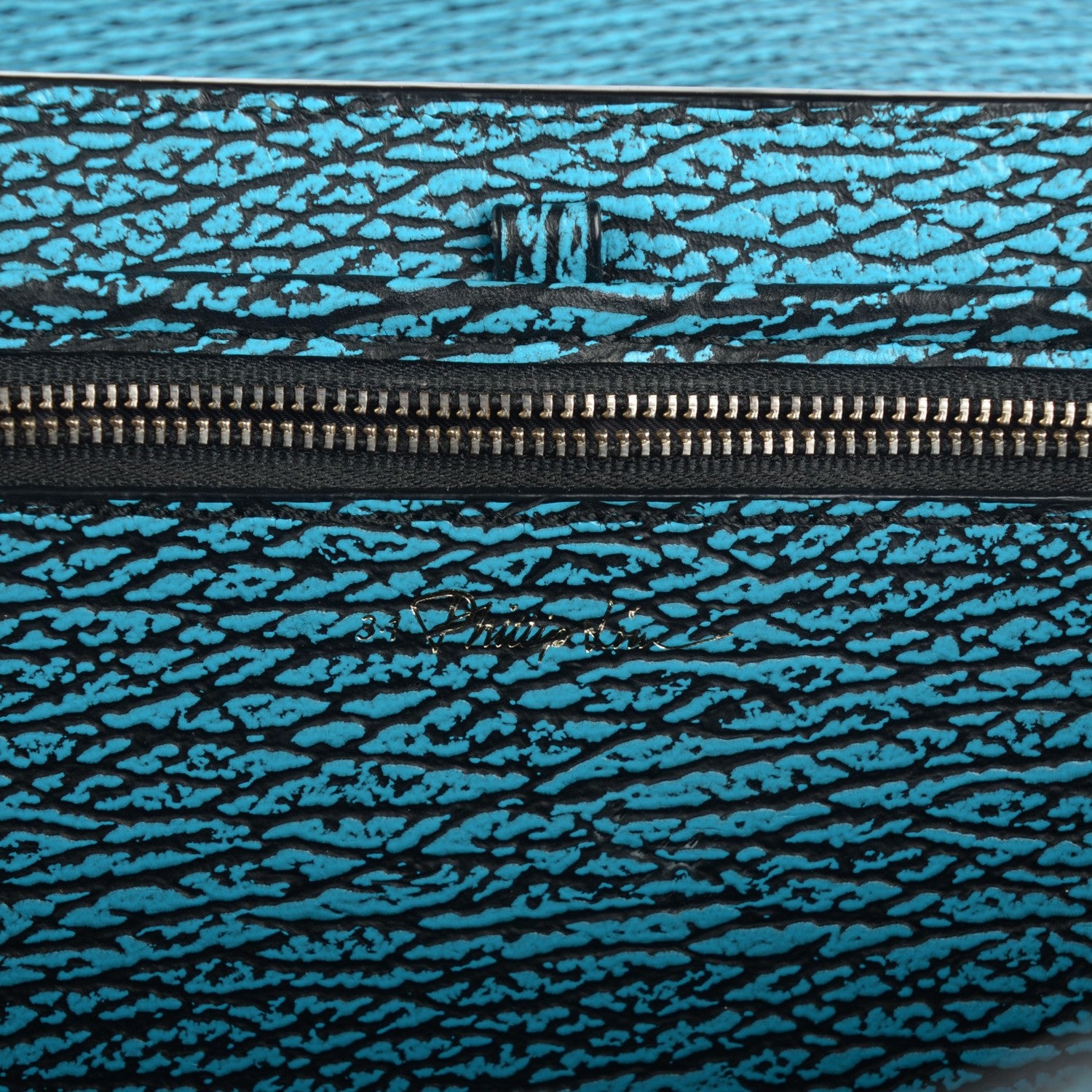 3.1 Phillip Lim 3.1 Textured Calfskin Large Pashli Satchel Turquoise Black 6 of 8