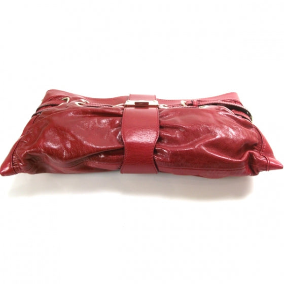 Leather Convertible Rio Oversized Clutch Red