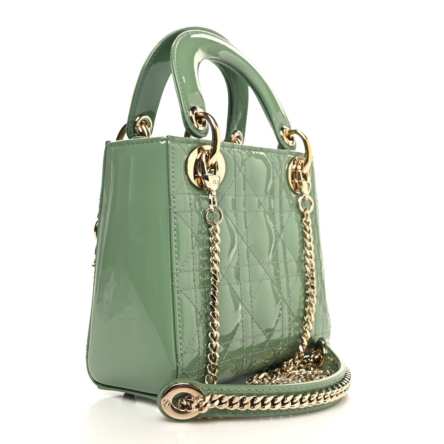 Christian Dior Patent Cannage Mini Lady Dior Mint Green 1329141