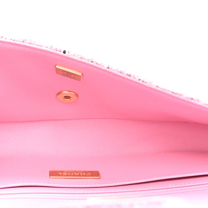 Chanel Tweed Large Top Handle Clutch With Chain Pink Black Ecru 5 of 10