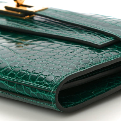 Hermes Shiny Alligator Kelly Longue Wallet Vert Emeraude 9 of 10