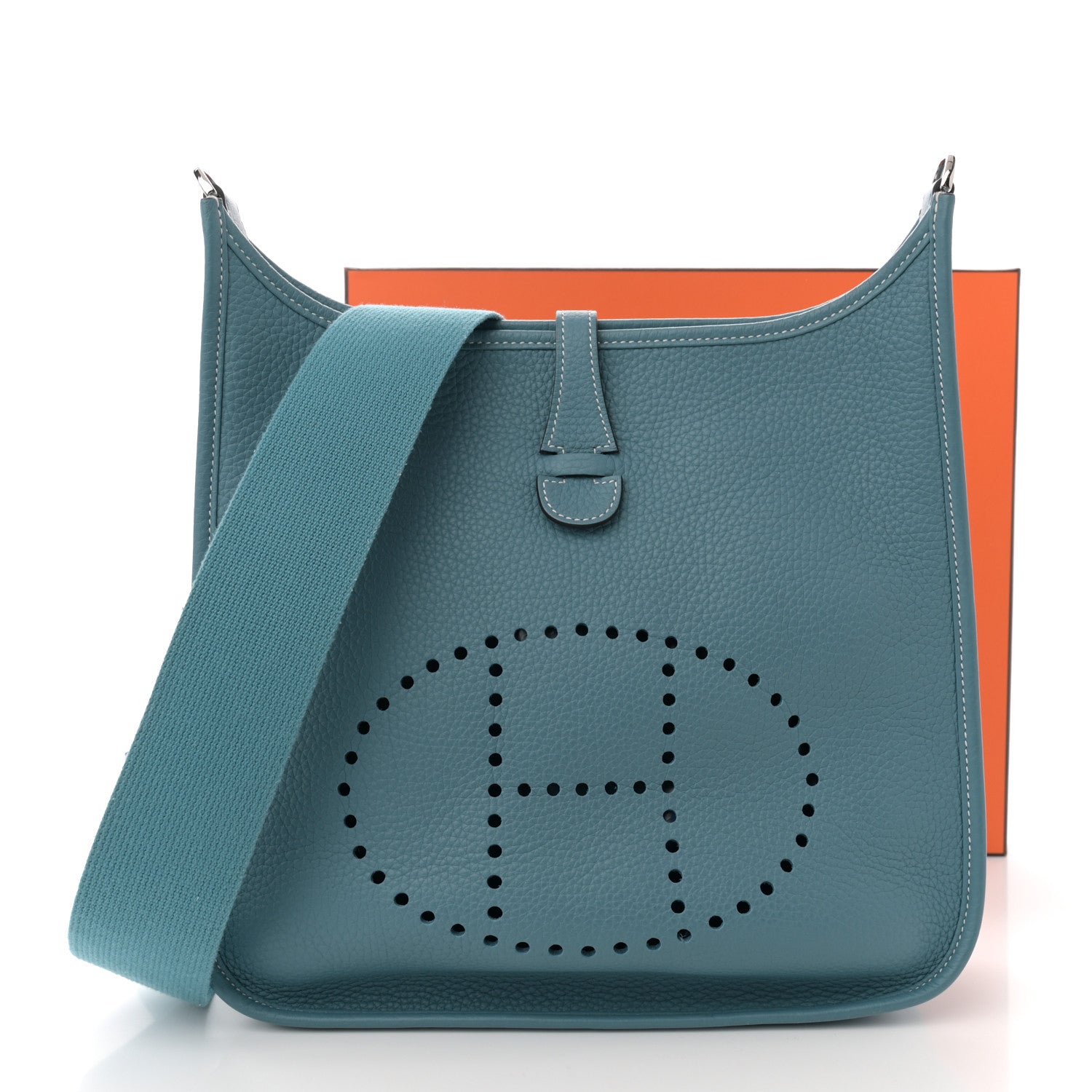 Hermes Taurillon Clemence Evelyne III PM New Blue Jean 11 of 11