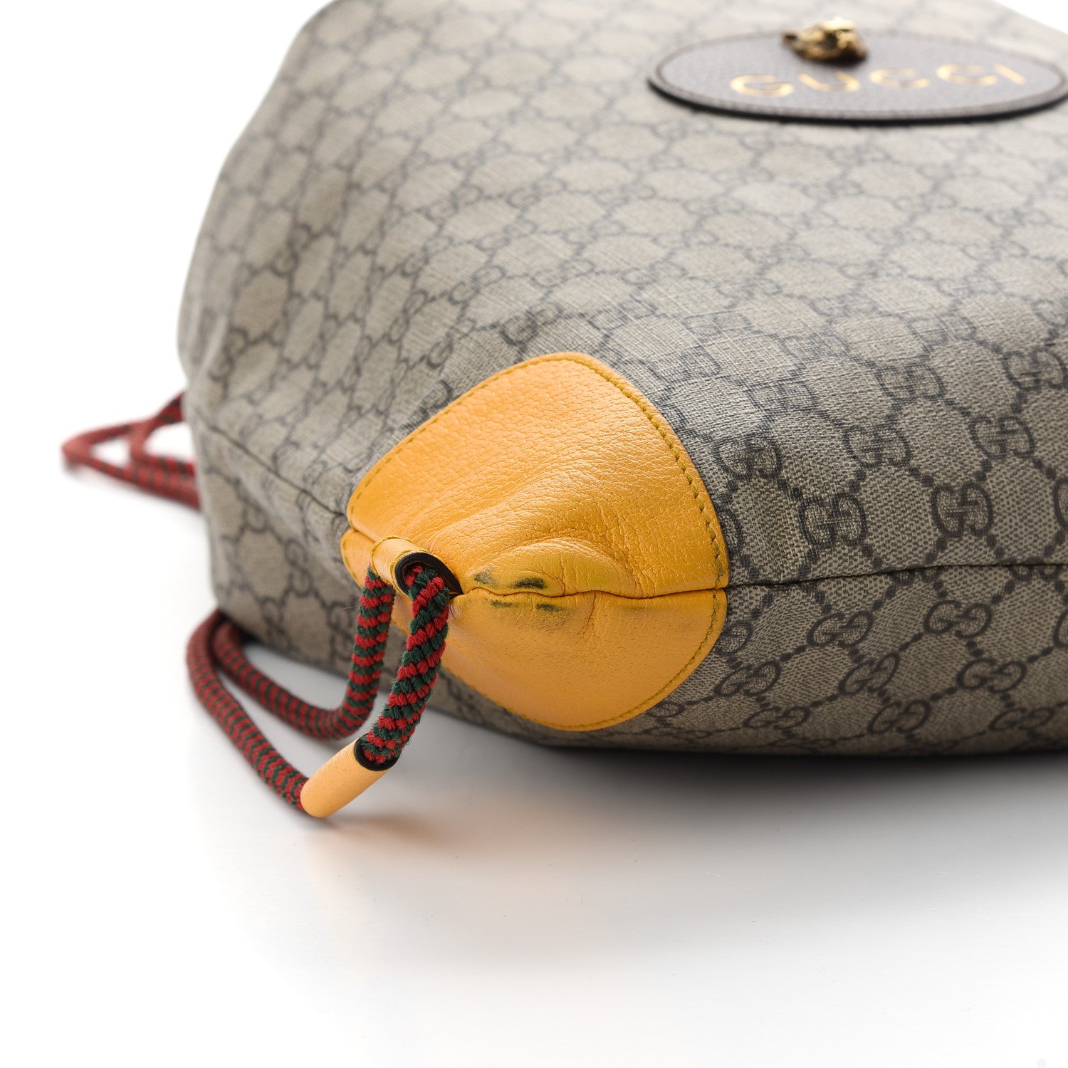 Gucci GG Supreme Monogram Neo Vintage Drawstring Backpack Beige New Acero Crop 8 of 9