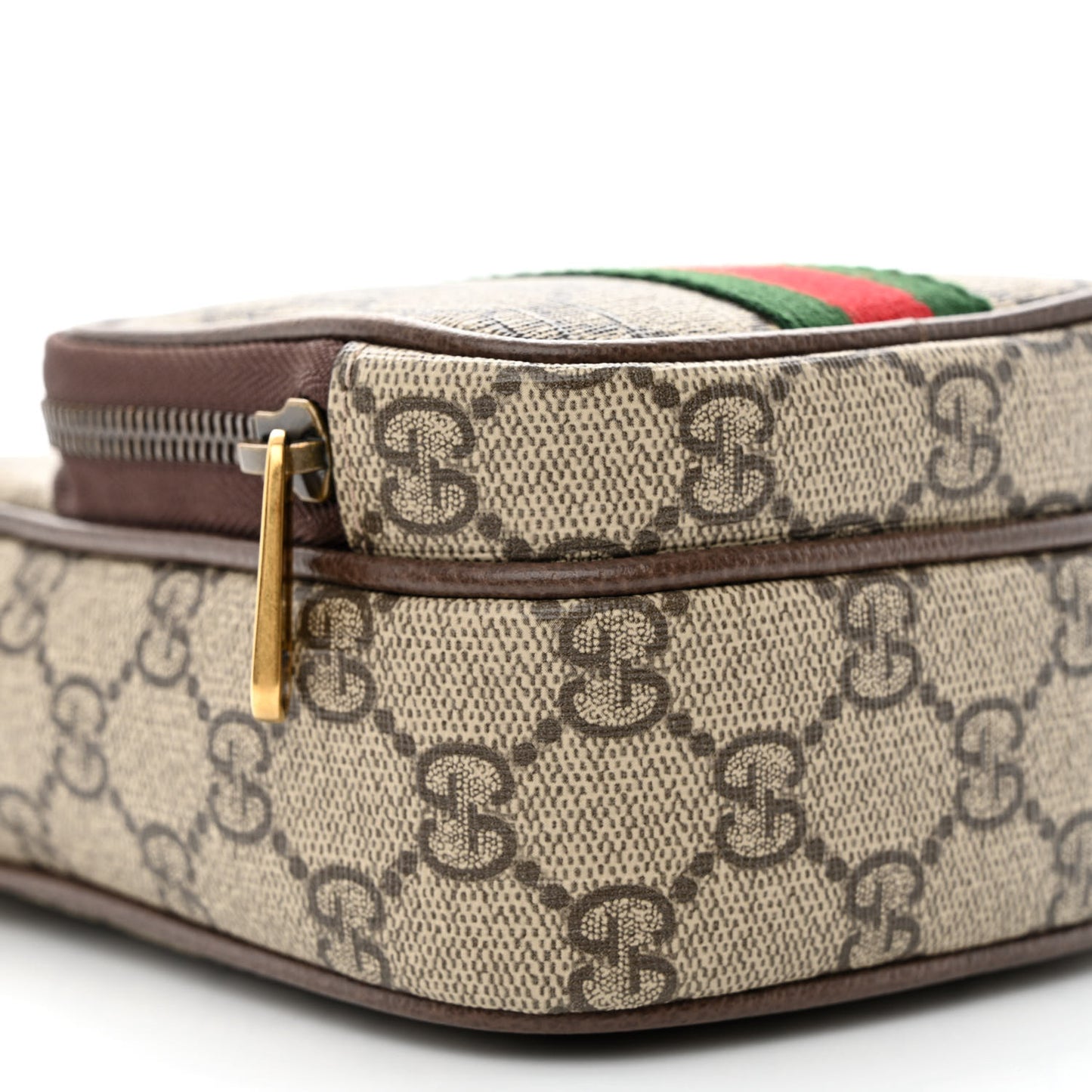 GG Supreme Monogram Web Mini Ophidia Double Zip Messenger Bag Beige New Acero
