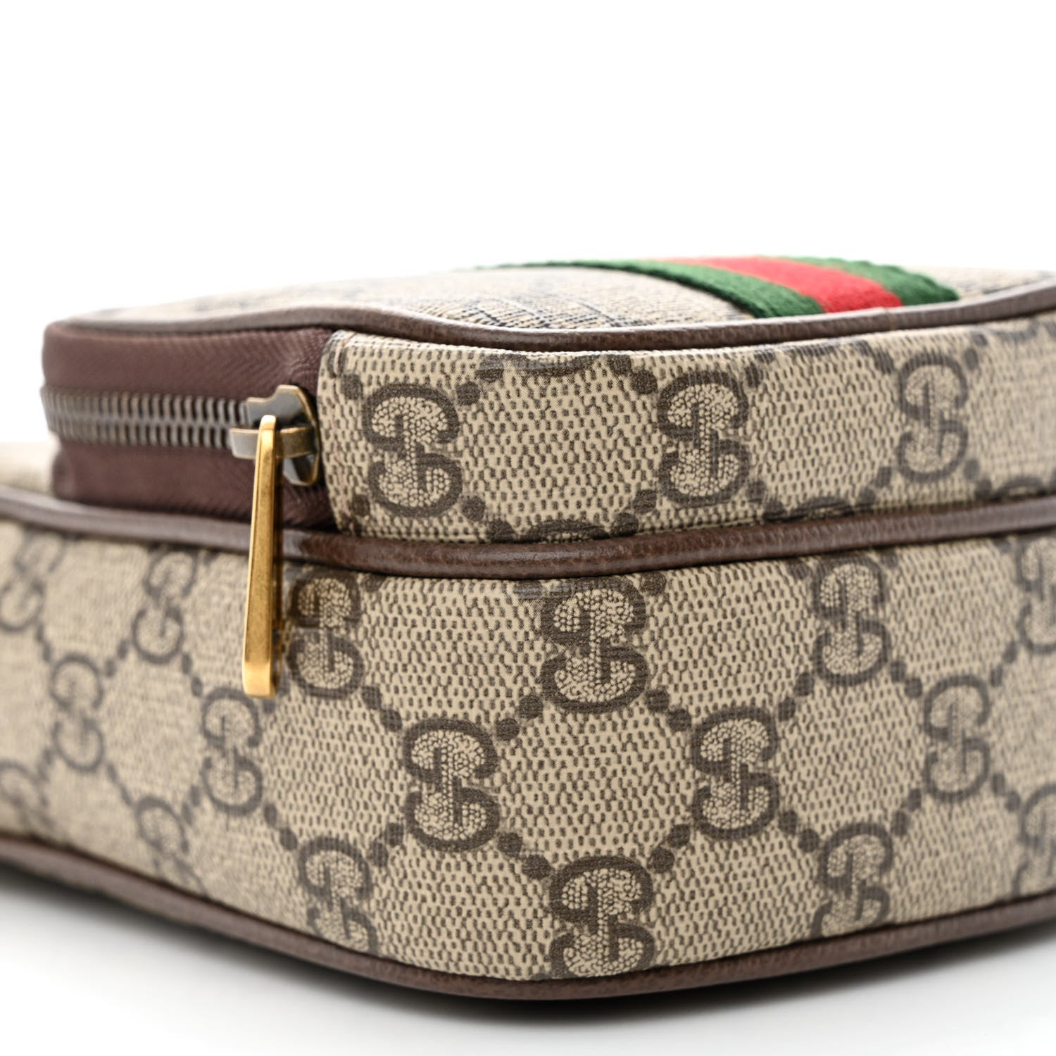 Gucci GG Supreme Monogram Web Mini Ophidia Double Zip Messenger Bag Beige New Acero 9 of 11