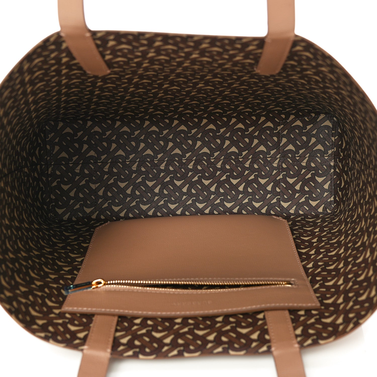 Burberry Calfskin TB Motif Embossed Medium Tote Camel 5 of 10