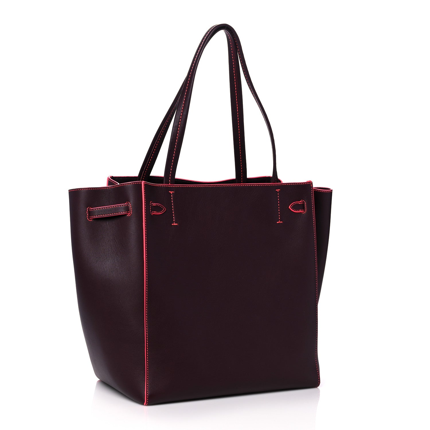 Celine Smooth Calfskin Small Tassel Cabas Phantom Burgundy Pink 3 of 14