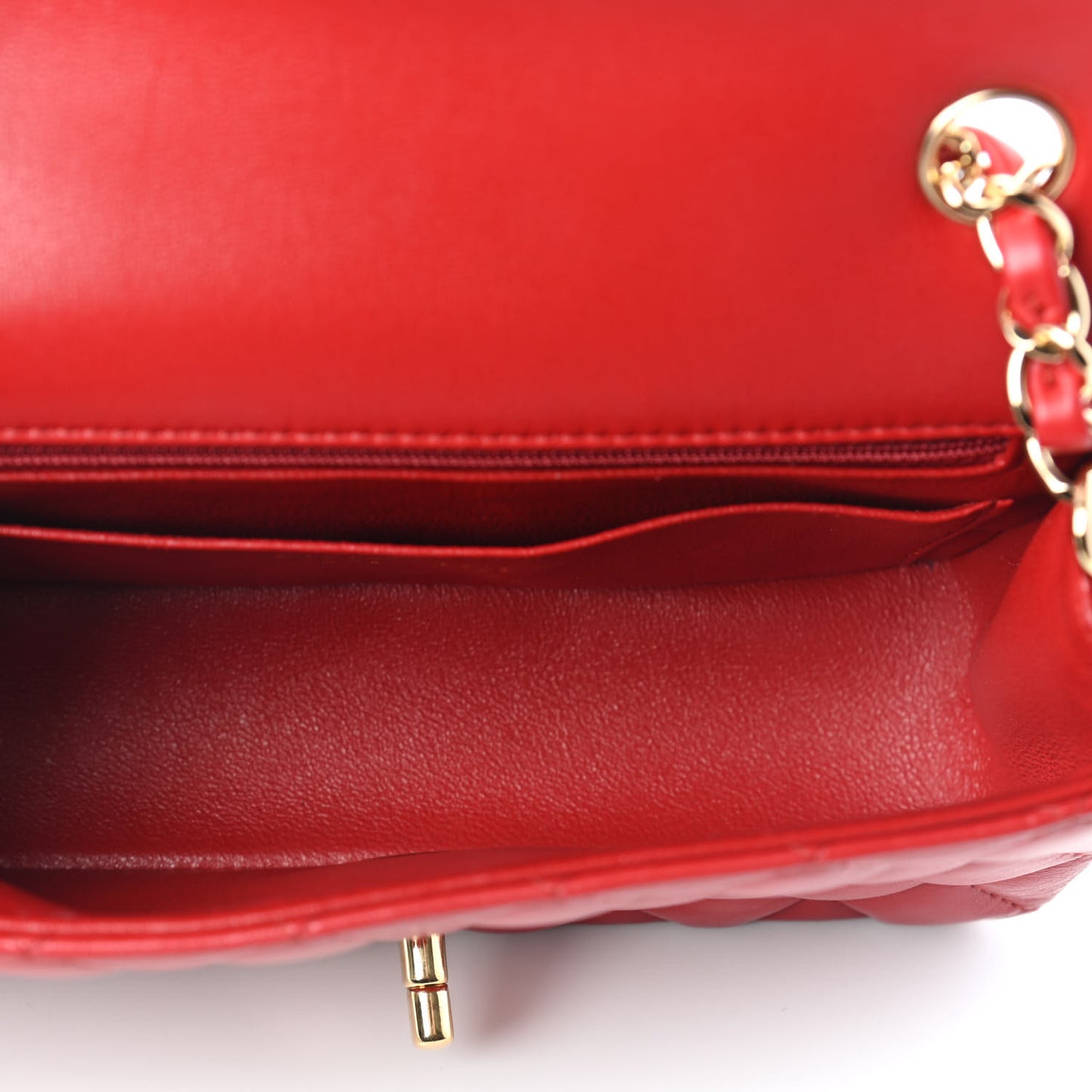 Lambskin Quilted Mini Rectangular Flap Red