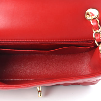 Chanel Lambskin Quilted Mini Rectangular Flap Red 5 of 9
