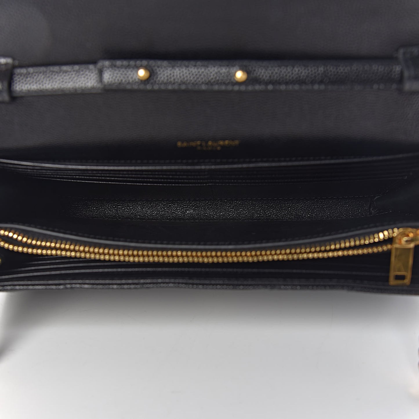 Grain De Poudre Matelasse Chevron Monogram Chain Wallet Black