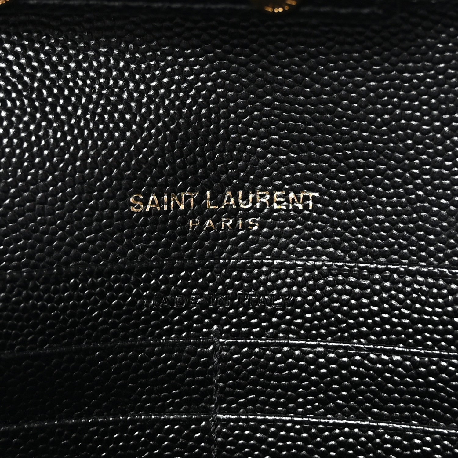 Saint Laurent Grain De Poudre Matelasse Chevron Monogram Chain Wallet Black 6 of 10