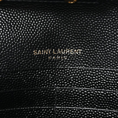 Saint Laurent Grain De Poudre Matelasse Chevron Monogram Chain Wallet Black 6 of 10
