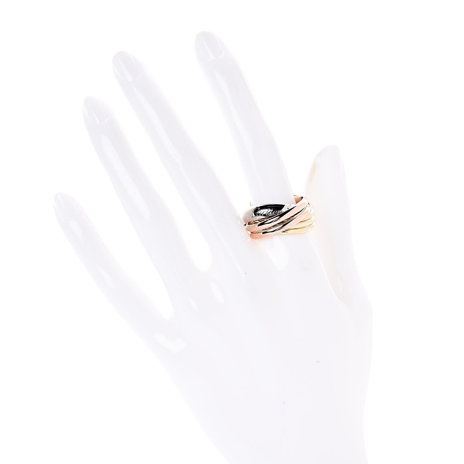 Cartier 18K Pink Yellow White Gold Diamond Trinity 6 Band Ring 56 7.5 2 of 4