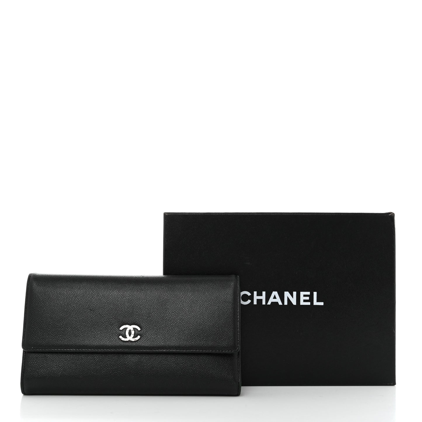 Caviar Sevruga Long Flap Wallet Black