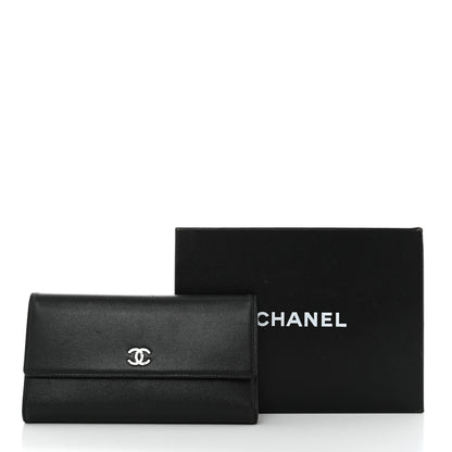 Chanel Caviar Sevruga Long Flap Wallet Black 11 of 11