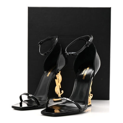 Saint Laurent Patent Calfskin Opyum 110 Sandals 40 Black Gold 10 of 10
