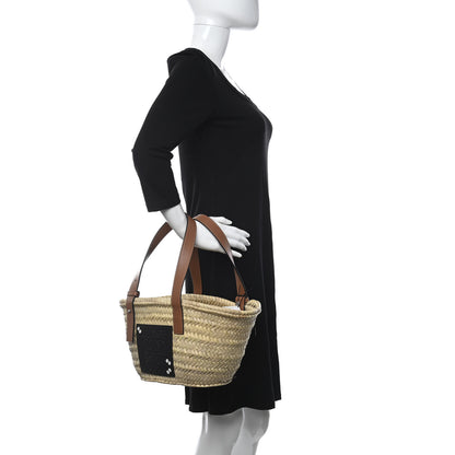Loewe X MY NEIGHBOR TOTORO Raffia Dust Bunnies Basket Tote Bag Black Tan 2 of 9