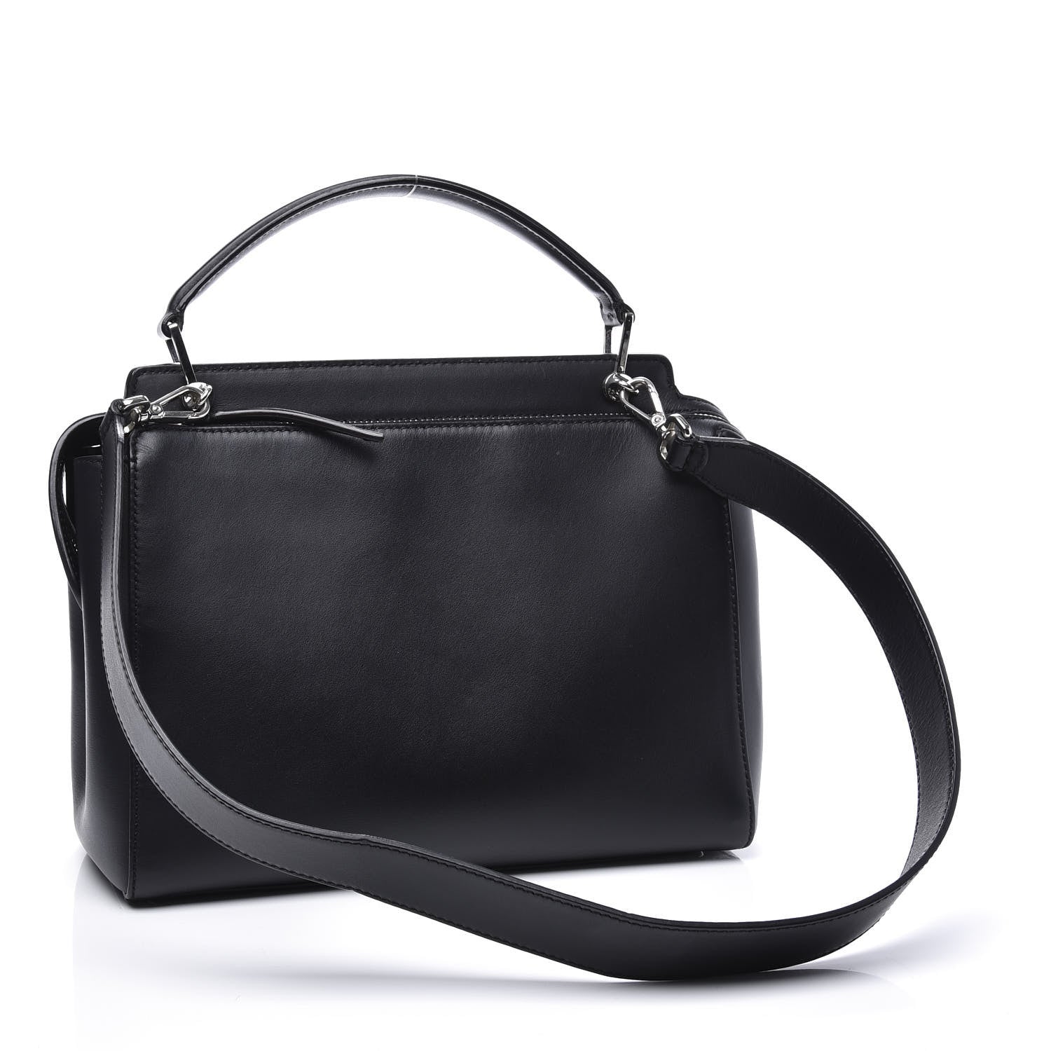 Fendi Vitello Baltico Dolce DotCom Satchel Black Blue Royal 2 of 11