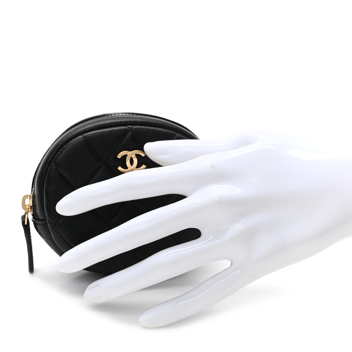 Lambskin Quilted Zip Around Classic Coin Purse Black