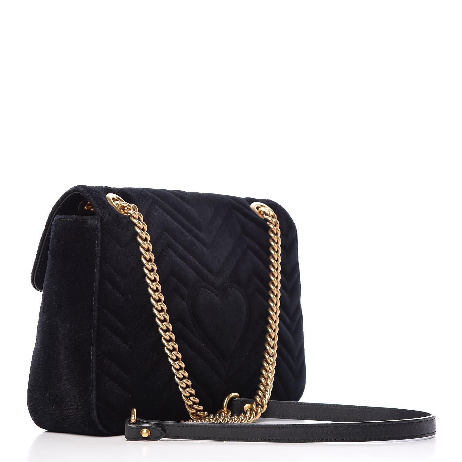 Gucci Velvet Matelasse Loved Embroidered Medium GG Marmont Shoulder Bag Black 3 of 11