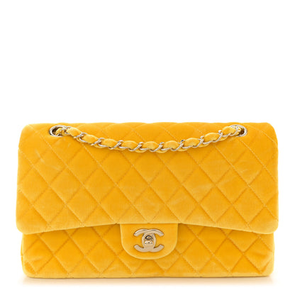 Chanel Velvet Quilted Medium Double Flap Yellow 1 of 12