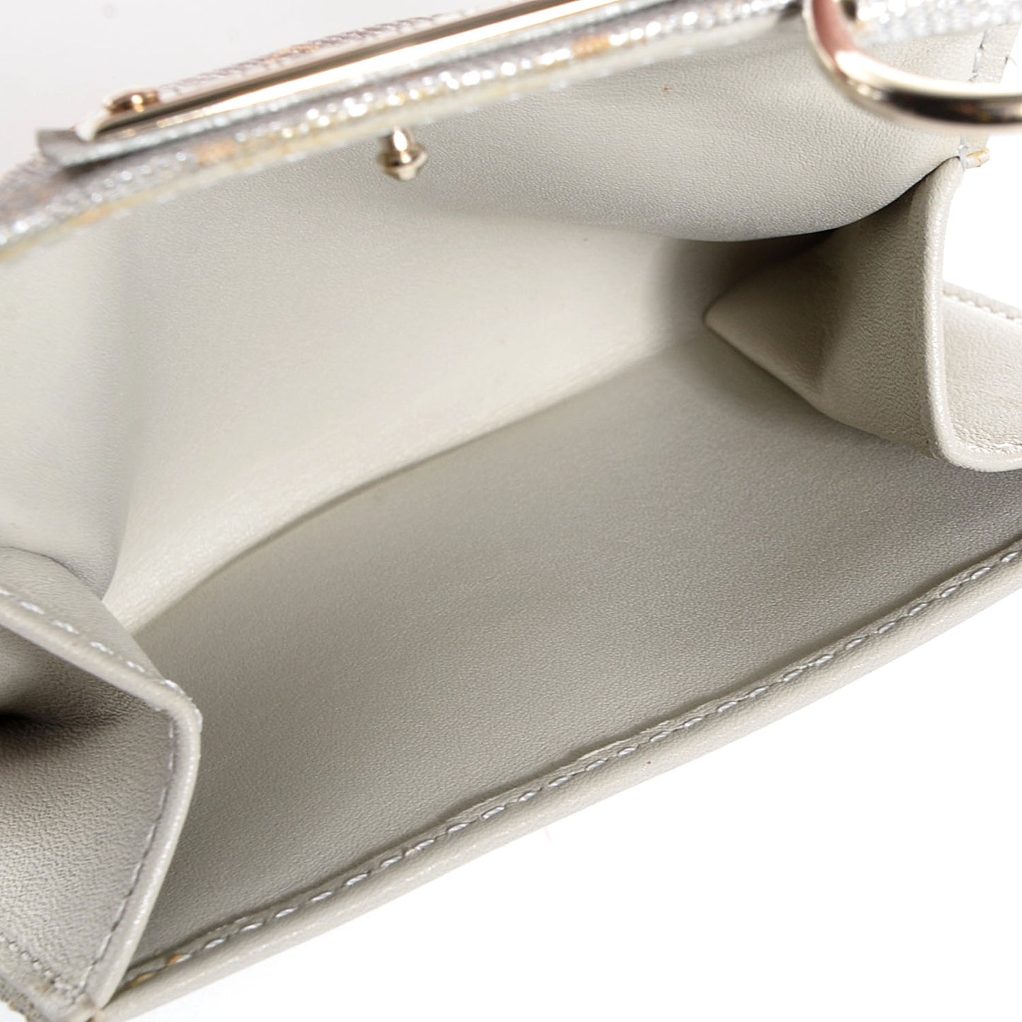 Satin Mini Monogram Porte-Monnaie Snap Wallet Silver