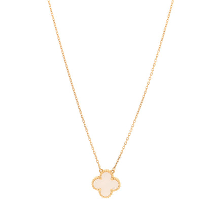 Van Cleef & Arpels 18K Yellow Gold Mother of Pearl Vintage Alhambra Pendant Necklace 1 of 4