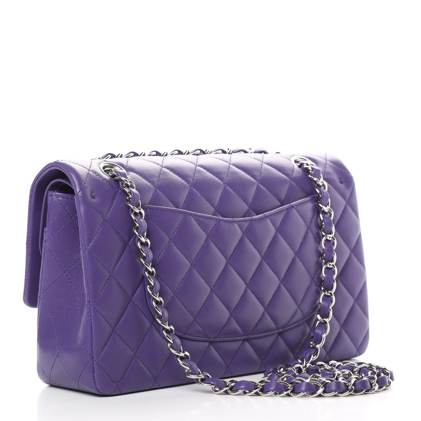 Lambskin Quilted Medium Double Flap Purple