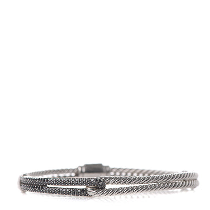 David Yurman Sterling Silver Black Diamond 7mm Petite Pave Single Loop Labyrinth Bracelet 1 of 4