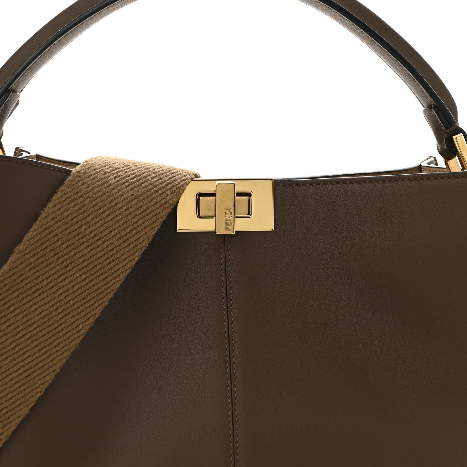 Fendi Vitello Seta Glazed Fabric FF 1974 Medium Peekaboo X-Lite Maya Mogano Panna Maya Mogano Panna 7 of 10