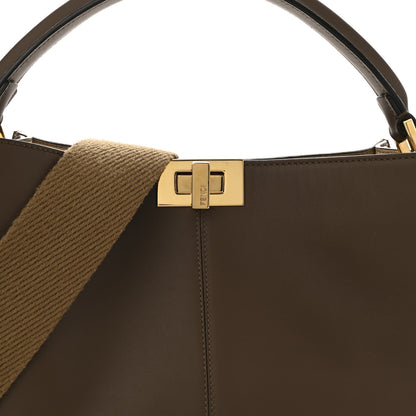 Fendi Vitello Seta Glazed Fabric FF 1974 Medium Peekaboo X-Lite Maya Mogano Panna Maya Mogano Panna 7 of 10