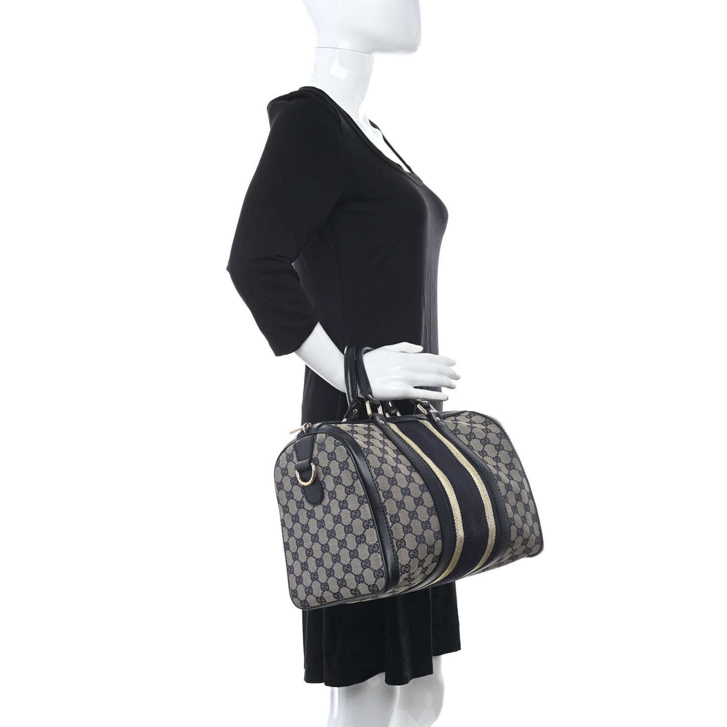 Monogram Vintage Web Medium Boston Gold Navy