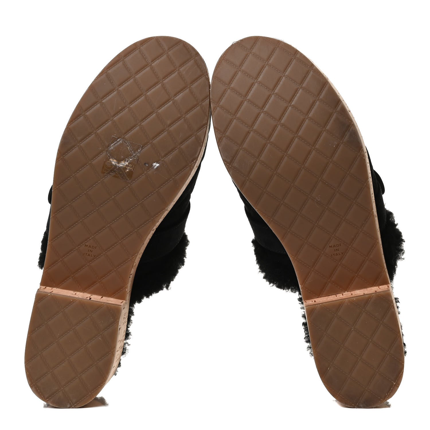 Chanel Suede Calfskin Shearling Turn Lock Clogs 38 Black 7 of 12