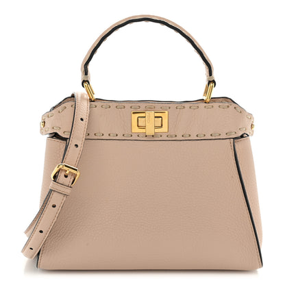 Fendi Cuoio Romano Selleria Mini Peekaboo Iconic Satchel Rosa Plaster 1 of 10